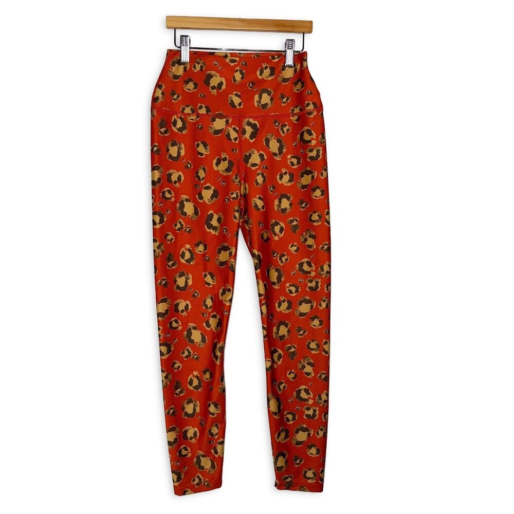 Carbon 38 Leopard Leggings Orange High Rise Stretch Yoga Workout S Small